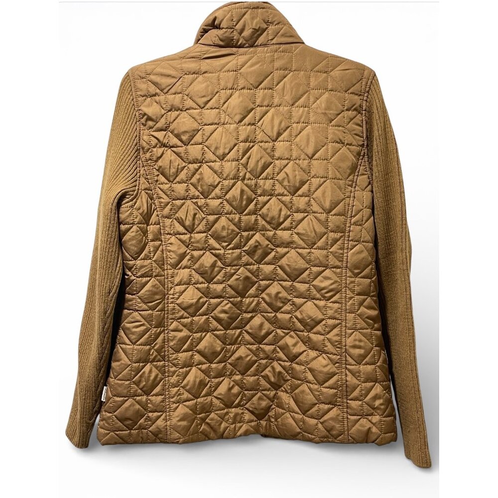 G.H. Bass & Co. Women’s Quilted Jacket Size L Brown Ribbed Sleeves Zip Up - Picture 3 of 16